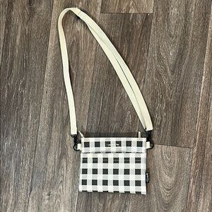 Lefrik recyclable sustainable white and green Checkered Crossbody Bag